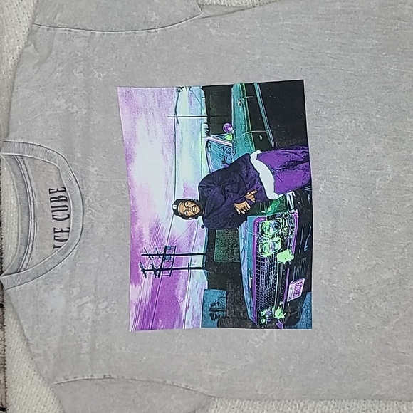 Licensed Band Merch West Coast's Own Ice Cube Graphic Stone Wash Tee Light Gray - Picture 8 of 17